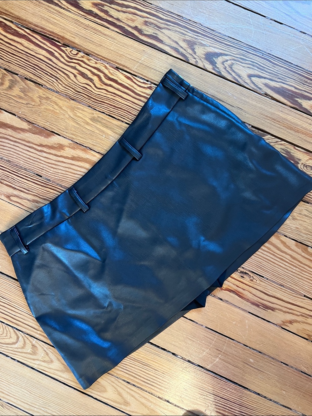Edikted Black Faux-Leather Mini Skirt Skort